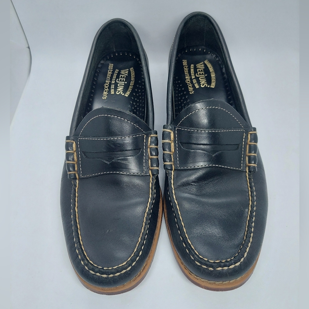 G.H. Bass Men's Black Leather Logan Weejuns Penny Loafers Size 10 D (70 10994)